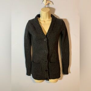 Bruzer renu cotton Charcoal ButtonUp thick v neck Cardigan small drop in pockets